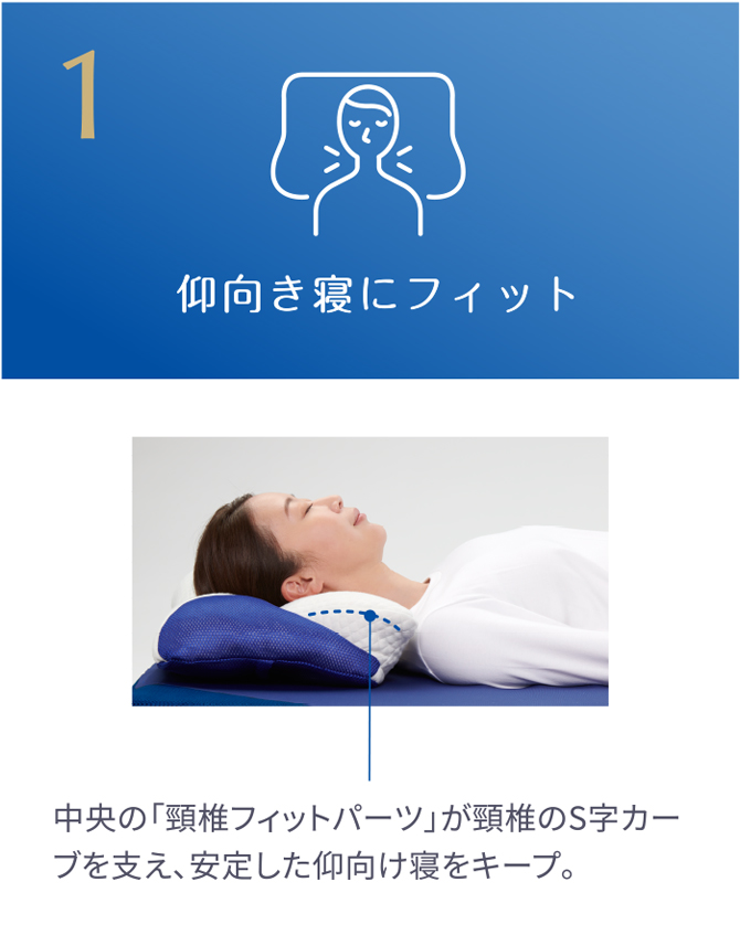 1.仰向き寝にフィット